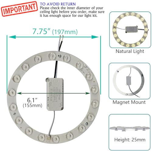 18W LED Flush Mount Ceiling Fan Ring Light Kit Replacement,Retrofit LED Light Engine Panel,4500K Natural Light