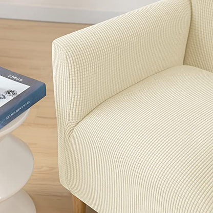 LiveGo Stretch Mid Century Modern Armchair Slipcover 1-Piece Jacquard Accent Chair Covers with Arms Soft Chair Slipcovers for Living Room Furniture Protector Office (Beige a) - color: Beige a