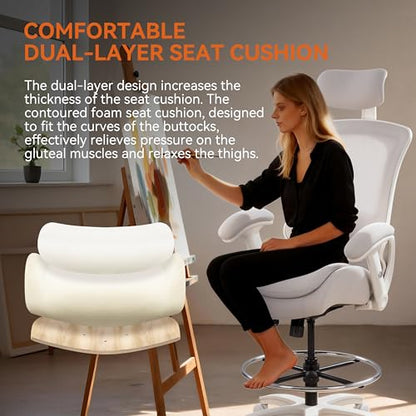 BOLISS Ergonomic Drafting Chair High Back for Standing Desk-Grey - color: Grey Frame Grey Mesh, style: Extended Height