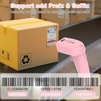 USB Wireless Barcode Scanner,Symcode Handheld Laser 1D Bar Code Reader Scanner (2.4GHz Wireless & USB2.0 Wired) Rechargeable Cordless 1D Barcode Scanner
