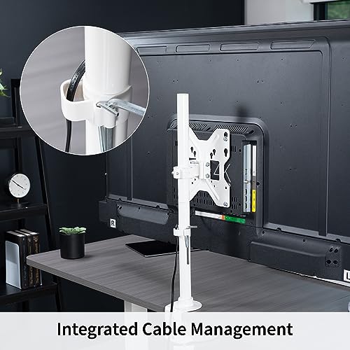 VIVO Ultra Wide TV Desk Mount for up to 55 inch Screens Weighing 66 lbs, Full Motion Height Adjustable Single Television Stand, White, STAND-V155CW - color: White, size: up to 55" screens