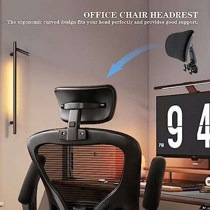 Office Chair Headrest Attachment Head Support Cushion Chair Mesh Head Rest Black Mesh Frame Adjustable Height Angle for Ergonomic Office Chair（Black） - color: Color 1