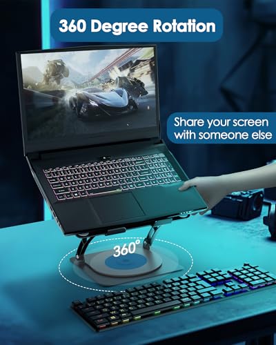 SHUWEI Gaming Laptop Cooling Pad with 360° Rotating, Fits 17.3'' Notebook - color: Black, size: For 17" Laptop & 360°Rotation