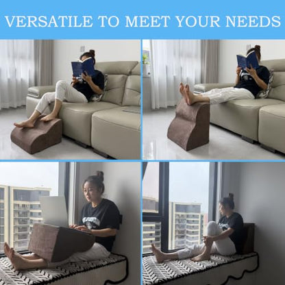 Foot Rest for Under Desk at Work.Multifunctional 3-Tier Foot Stool - color: Extra Large-brown