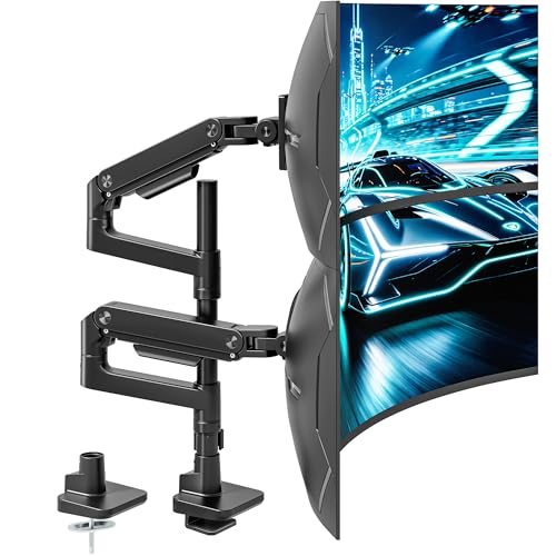 Dual Extra Tall Monitor Arm Desk Mount for 17-49 Inch Monitors, Black - color: Black, size: Dual Monitor Mount - Extra Tall