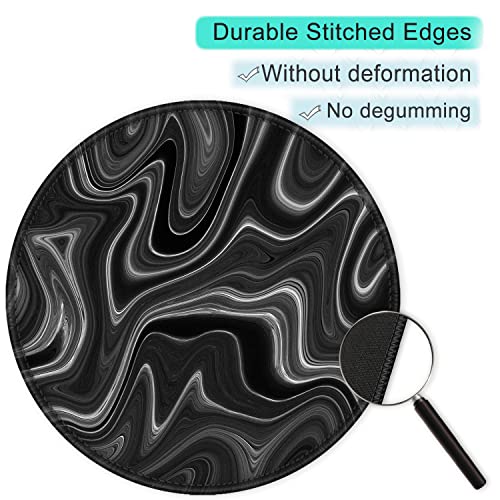 ITNRSIIET Round Mouse Pad with Stitched Edge Premium-Textured Waterproof Non-Slip Rubber Base Desktop Protection Mat Diameter 8.7 inches, Abstract Black and White - color: Abstract Black and White