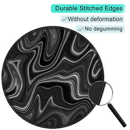 ITNRSIIET Round Mouse Pad with Stitched Edge Premium-Textured Waterproof Non-Slip Rubber Base Desktop Protection Mat Diameter 8.7 inches, Abstract Black and White - color: Abstract Black and White
