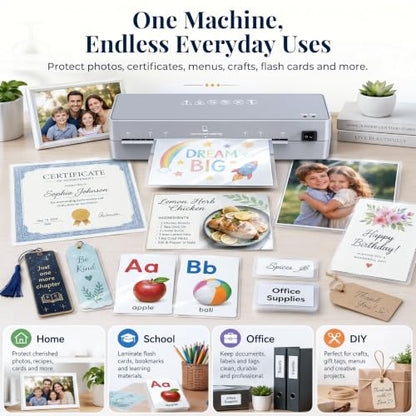 MAXDONE Laminator Machine 9-Inch - 5-in-1 Thermal Laminator Kit | with 50 Laminating Sheets, Fast Warm-Up, Paper Trimmer & Corner Rounder for Photos, Documents, Home, School & Office