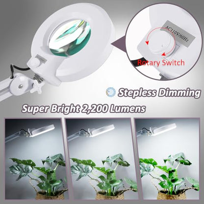 Veemagni Super Bright 2,200 Lumens, 15X Magnifying Glass with Light and Stand, Floor Lamp with 5-Wheel Rolling Base for Facials Lash Estheticians, LED Lighted Magnifier for Eyelash Extensions Reading