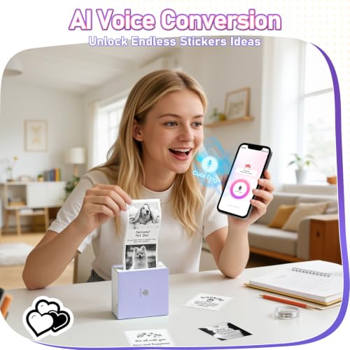 Phomemo Mini Thermal Printer with 3 Rolls Paper, Inkless Bluetooth Printer | Mini Printer Sticker Maker, Mini Sticker Printer, Sticker Printer Maker, Mini Impresora Portátil for Gifts/DIY/Study - color: Purple