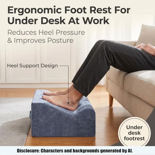 Foot Rest for Under Desk at Work, Soft Ergonomic Footrest, - color: Blue+aa