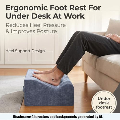 Foot Rest for Under Desk at Work, Soft Ergonomic Footrest, - color: Blue+aa
