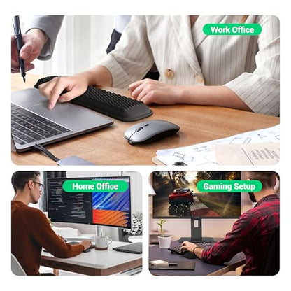MEKASS Ergonomic Wrist Rest for Keyboard and Mouse, Soft Memory Foam Keyboard Wrist Rest Set with Non-Slip Silicone Base, Easy Typing, Pain Relief, Comfort for Office, Work, Gaming (White) - style: White