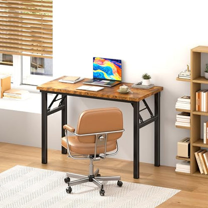 DlandHome 31.5 Inch Small Folding Computer Desk for Home Office, Retro - color: Retro, size: 31.5 Inches