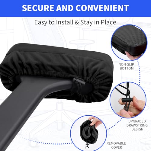 YOUFi Office Chair Arm Covers,Extra Soft Velvet Armrest Cushion,Set of 2 - color: Black