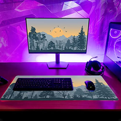 Mountain Gaming Mouse Pad 31.5x11.8 Inch Forest Large Mousepad Extended Grey Mousepad Gaming Non-Slip Rubber Base Stitched Edges Keyboard Mouse Mat Desk Pad for Office Home and Game - color: Mountain 2