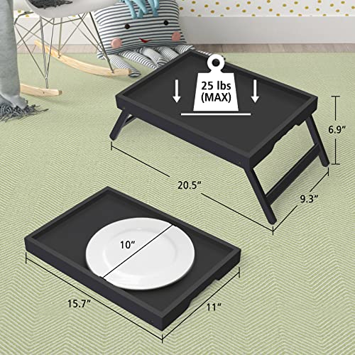 Artmeer FSC 100% Bamboo Bed Trays, Medium, 2-Pack, Black | Two FSC 100% bamboo bed trays with folding legs and handles for meals, reading, laptops and serving in bed. - color: Black, size: Medium (Pack of 2)