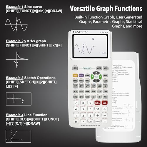 Scientific Calculator with Graphing, Includes Carrying Case, for College and High School Students, Calculus, Algebra, Geometry, Trigonometry, Statistics, Physics, Chemistry, White - color: White