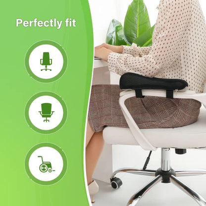 LargeLeaf Set of 2 Ergonomic Gel Armrests for Office Gaming Chair with Memory Foam Armrests - color: Black