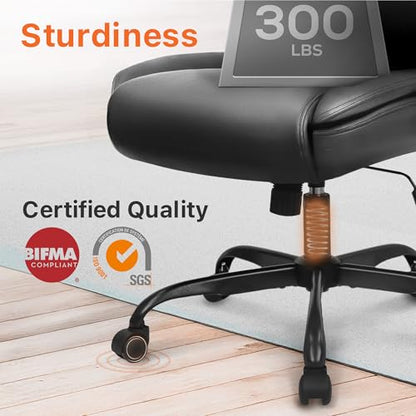 NEO CHAIR Office Desk Chair, High Back PU Leather with Flip-up Arms, Black | Ergonomic Tall Computer Desk Chair Comfy, Height Adjustable, Swivel Rolling Wheels for Office Home Gaming Study - color: Black