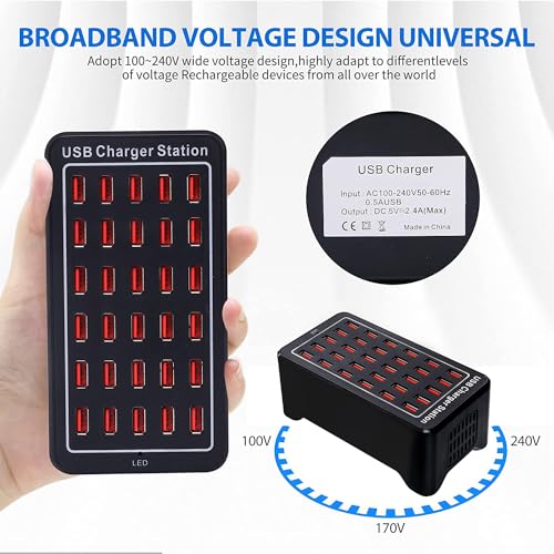 30 Port USB Charger, 150W/30A USB Smart Charger, 30-in-1 Desktop Charging hub, Multi-Port USB Charging Station for Samsung/iPhone/iPad/Google Pixel/Tablets and Other USB Electronics - size: 30Ports-150W