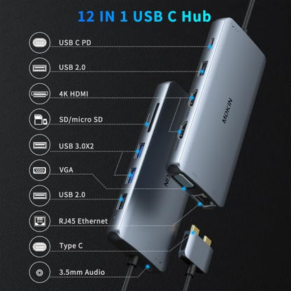 MOKiN MacBook Pro Docking Station for Dual Monitor, 12 in 2 HDMI Adapter