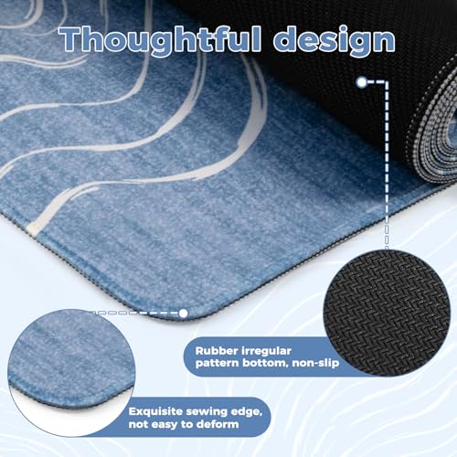 iCasso Desk Cover Mat, Extended Long Mouse Pad for Laptop,Blue - color: Wave-Blue