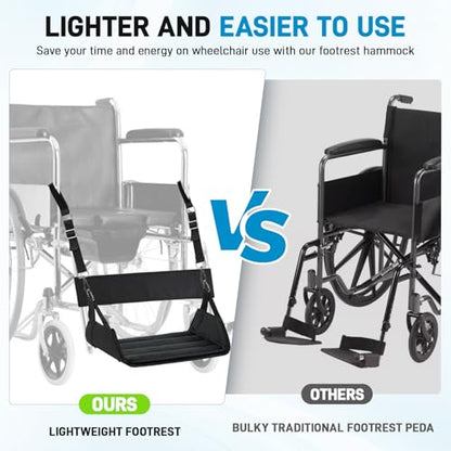 Upgrade Wheelchair Foot Rest Hammock with Calf Strap - Adjustable Height Anti-Slip Anti-Squeeze Leg Support Sling with Rigid Base Seat Belt for Wheelchair, Rollator, Walker Footrest - size: With Calf Strap