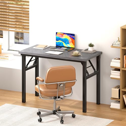 DlandHome 31.5 Inch Small Folding Computer Desk for Home Office, Grey - color: Grey, size: 31.5 Inches
