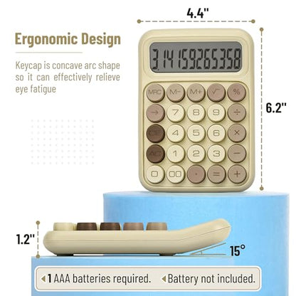 Mr. Pen- Mechanical Switch Calculator, 12 Digit Large LCD Display | Khaki Cream with Big Buttons, Mechanical Switch Calculator for Home, School, Office - color: Khaki Cream
