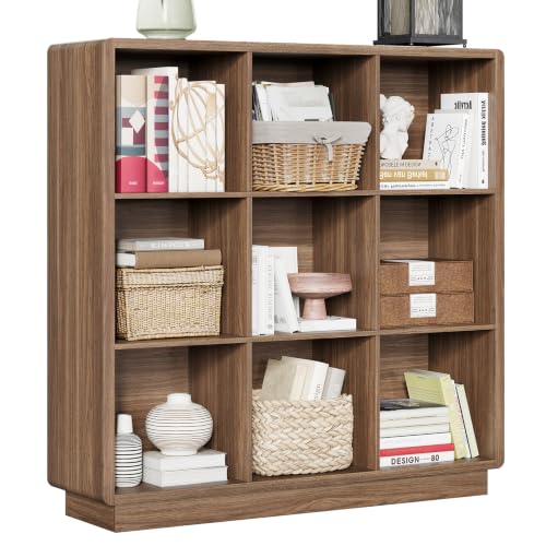 ChooChoo 9 Cube Storage Organizer, Wooden Bookcase with Storage, 43 Inch - color: Brown Walnut, size: 3-tier 9-cubes