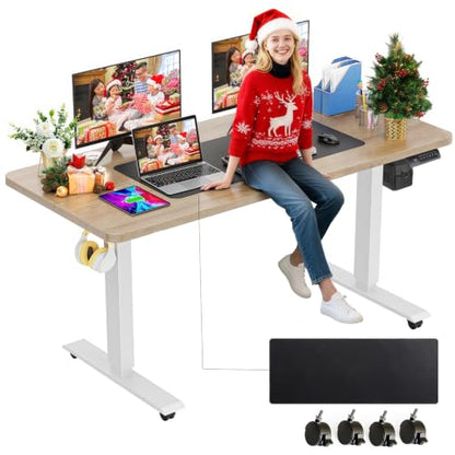farexon 55x24In Electric Adjustable Standing Desk with Mouse Pad, Oak Gray - color: Oak Grey, size: 55 x 24''