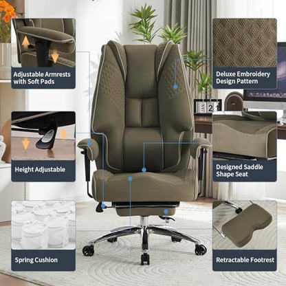 EXCEBET Big and Tall Office Chair 400lbs Wide Seat, Mesh High Back Executive Office Chair with Foot Rest, Ergonomic Chairs Lumbar Support for Lower Back Pain Relief (Mesh Light Green) - color: Mesh Light Green