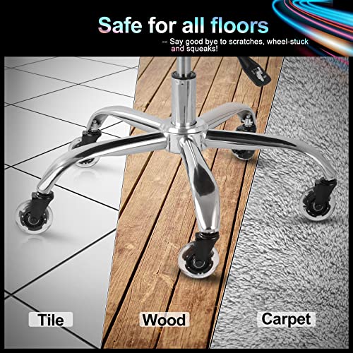 Hivexagon Office Chair Caster Set of 5 Rubber Replacement, Heavy Duty Universal Quiet Rolling Casters Fit Standard Office Chair for Hardwood Floors, Tiles and Carpet - style: RGB Color