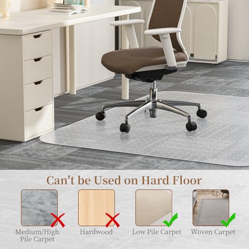 Office Chair Mat for Carpet, 53" X 45" Protects Carpet | Desk Chair Mat for Carpet Floors, Clear and Thick Carpet Chair Mats with Non-Slip Studded for Home and Office Low Pile Carpet - size: 53" X 45" Carpet
