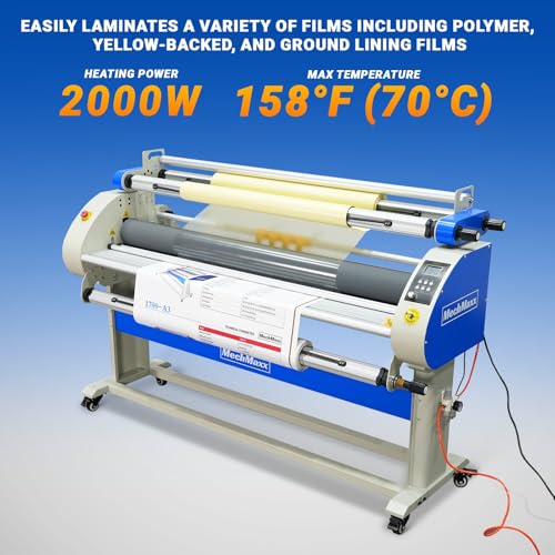67" Full Auto Cold&Heat Assisted Laminator with 4 Trimmers,Max Speed 52.5 ft/min,63" Max Laminating Width,1.1" Max Thickness, Infrared Heating,(Requires Air Compressor, Not Included),1700-A3