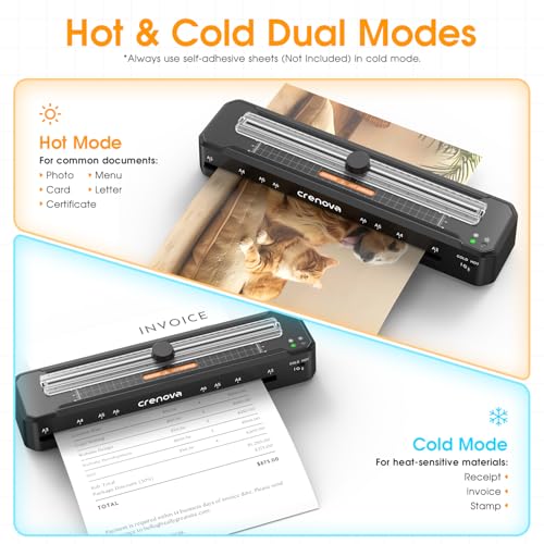 Crenova Laminator Machine with 12 Laminating Sheets, A3 Laminating Machine | Hot & Cold with Trimmer Corner Rounder, Fast Warm Technology, 13-Inch Laminator for Home Office School Business