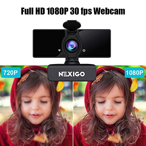 NexiGo N660 1080P Business Webcam, Dual Microphone & Privacy Cover, USB FHD Web Computer Camera, Plug and Play, for Zoom/Skype/Teams/Webex, Laptop MAC PC Desktop - color: Black
