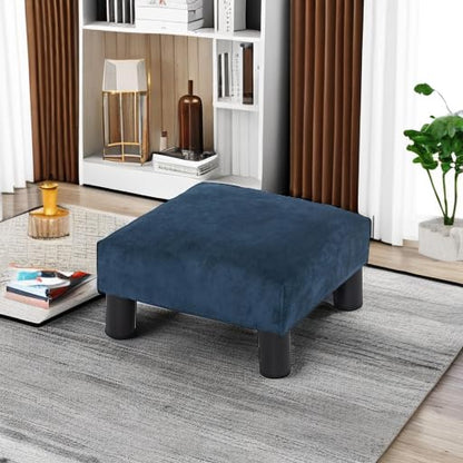 Joveco Small Foot Rest Stool Ottoman, 15" Fabric Square Short Low Footstool Upholstered Footrest for Chair, Under Office Desk, Living Room, Navy Blue - color: Navy Blue