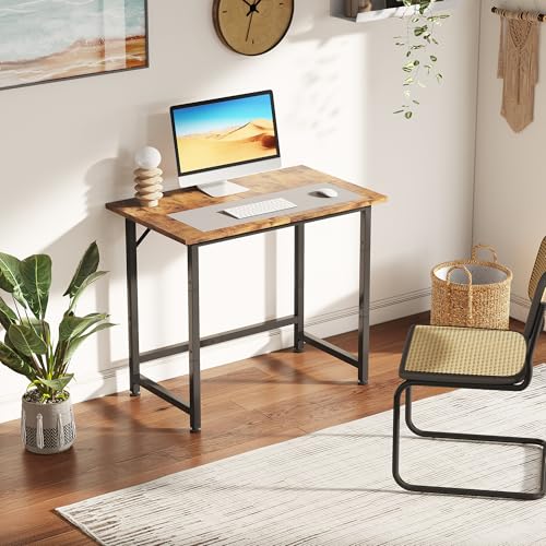 COTUBLR Small Desk, 24 Inch Small Computer Desk for Spaces, Compact Tiny Mini Simple Desk Table for Bedroom Home Office Writing Work Study Kids Student Teacher, Bonus Mousepad, Rustic Brown - color: Rustic Brown