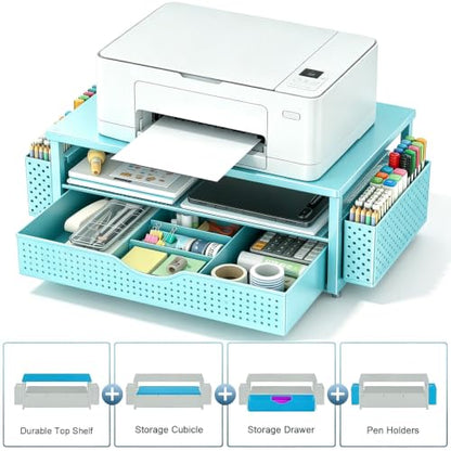 Spacrea Desk Organizers and Accessories, Printer Stand with Storage, Blue - color: Blue