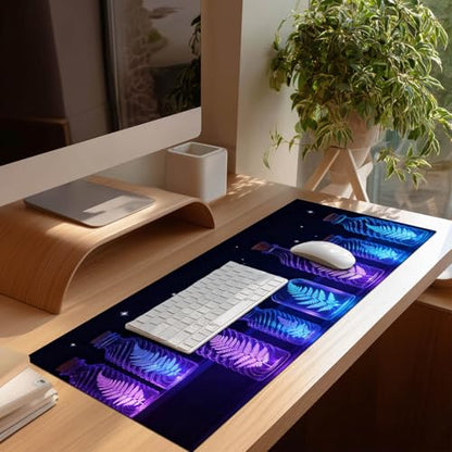 HOMETITUTE Large Mouse Pad 31.5x11.8 Inch Gaming Mousepad Glowing Fern Art Non-Slip Keyboard Desktop Protector Mat XL Mouse Pad for Home Office Laptop Wireless Mice Accessories - color: Glowing Fern Art