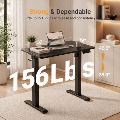 Claiks Electric Standing Desk, 32x19 Inch, Height Adjustable, Dark Black - color: Dark Black, size: 32 Inch