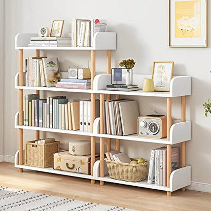 OSCHF 4-Tier Wooden Open Bookcase, Warm White - color: Warm White, size: 4-tier