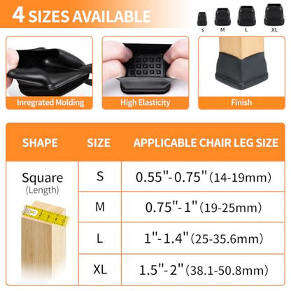 Ezprotekt Chair Leg Sliders for Carpet, 24Pcs Chair Glides for Carpet - size: XL-Black