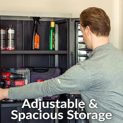 Sunnydaze 72" Garage Storage Cabinet with Locking Doors & Shelves, Gray - color: Charcoal, style: No Drawer - 72" H