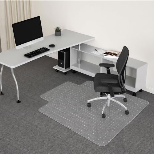 Office Chair Mat for Carpet, 45” x 53” Computer Chair Mat for Carpeted Floors, Smooth Glide Under Desk Carpeted Floor Protector, Carpet Mat for Home Office (with Lip) - color: Flat-pile Carpets, size: 45'' x 53'' with Lip