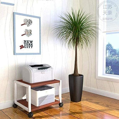 2-Tier Printer Fax Machine with Multi-Tier Wheel Stand Organizer to Store and Organize for Home and Office