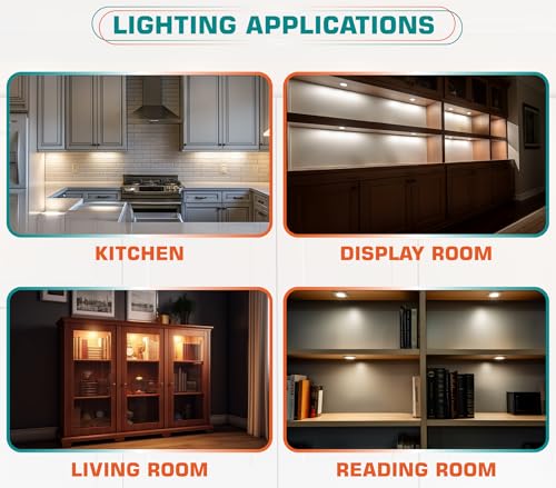 Under Cabinet LED Pucks AC120V Plug in, Touch Dimmer, 3 Lights, Daylight | Aluminum, Low Profile, Linkable Pucks, Dimmable, Easy Installation, Color Temp 6000K - color: 3 Lights,Daylight