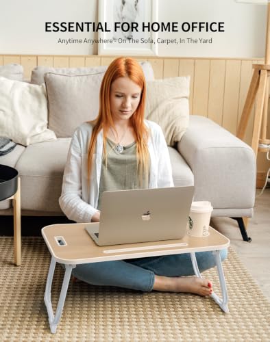 ZEAPTAC Foldable Lap Desk, Bed Desk, Bed Table & Laptop Stand w/Cup Holder - color: Maple